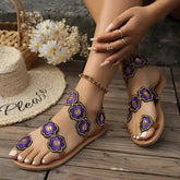 Stylish Women’s Flat Ethnic Flower Sandals for Casual Summer Wear - Himpall